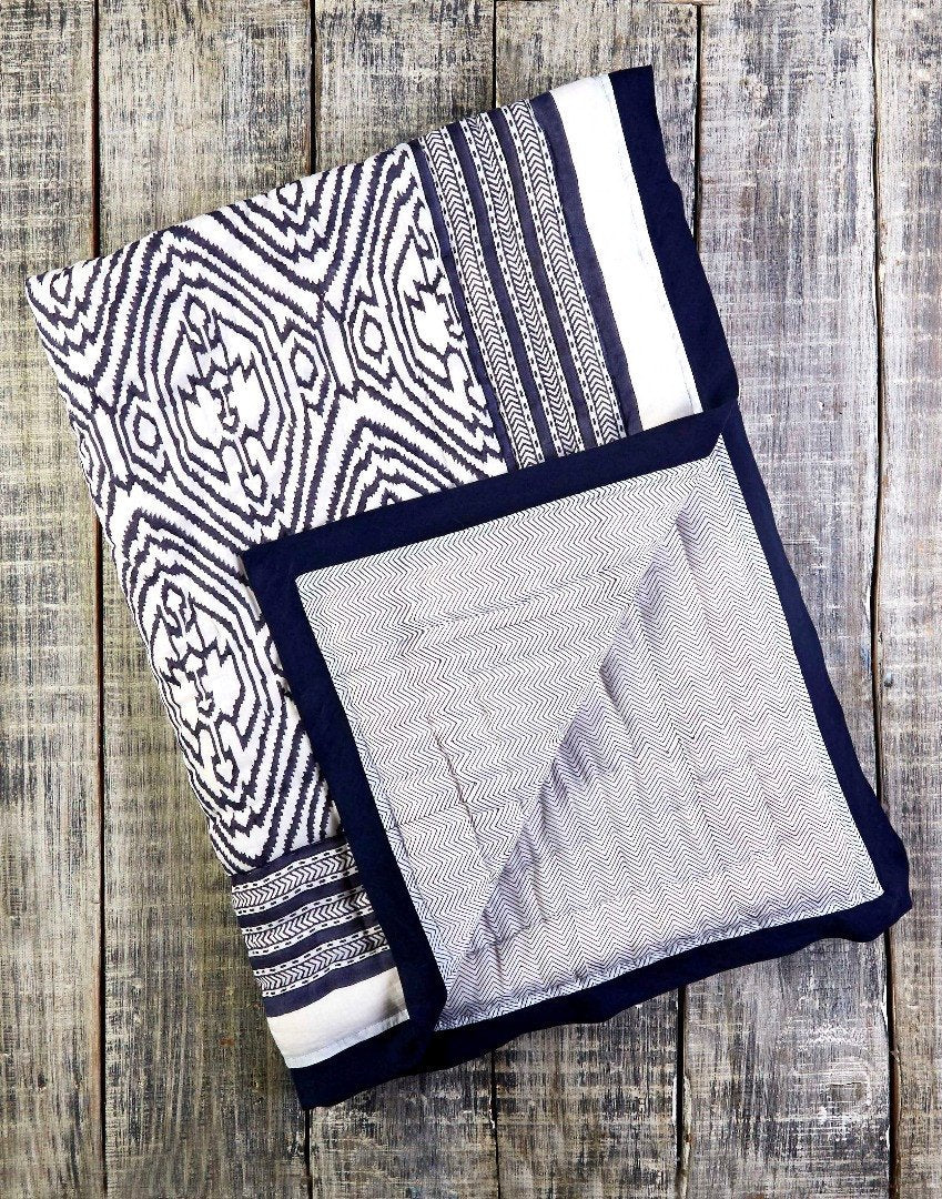 Southside Hand-Quilted Block-Print Cotton Quilt