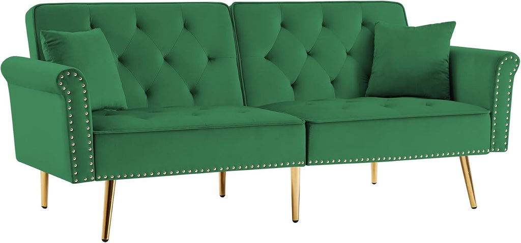 Velvet Majesty Convertible Sofa Bed – Nailhead Luxury Collection