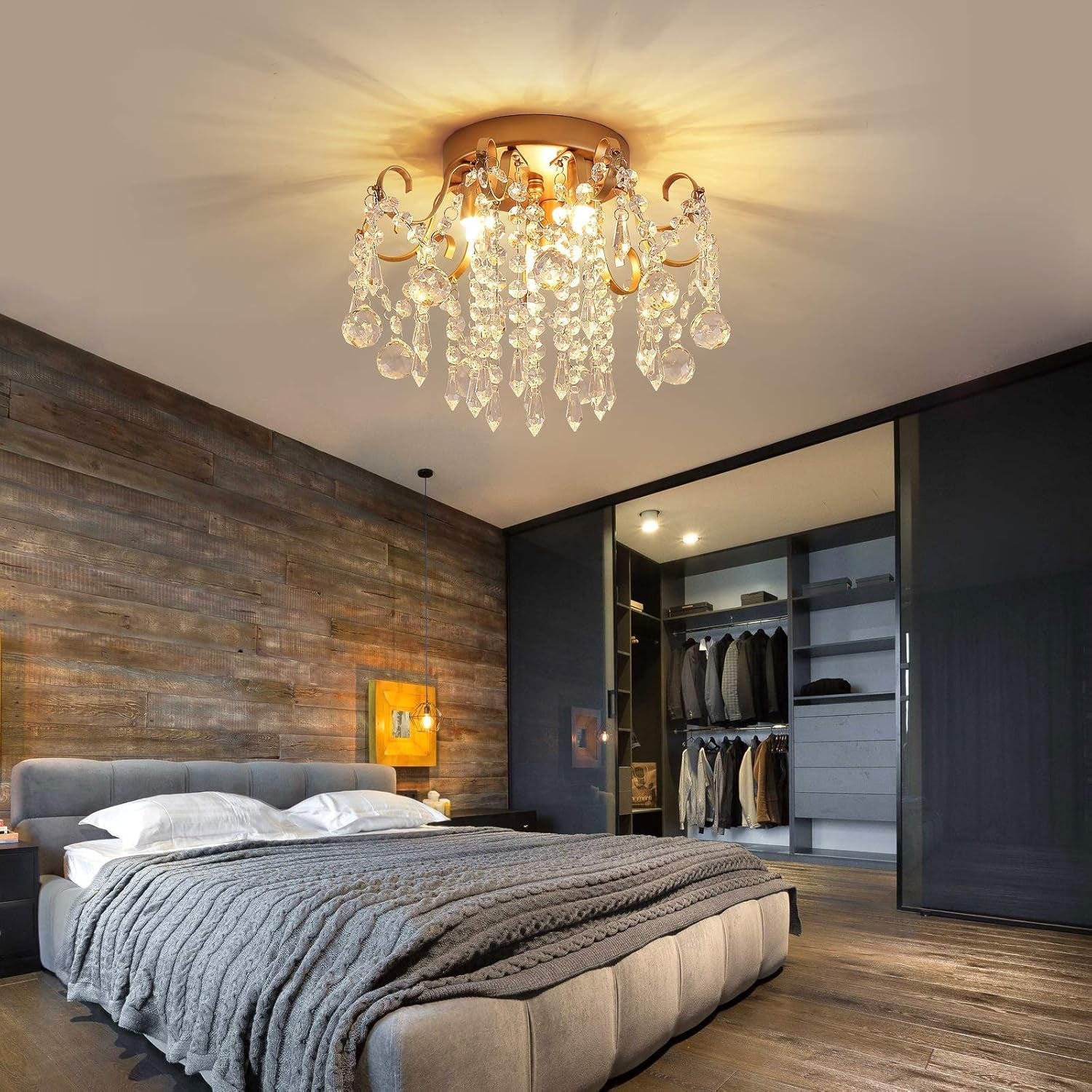 Small Gold Crystal Modern Chandelier 3 Light