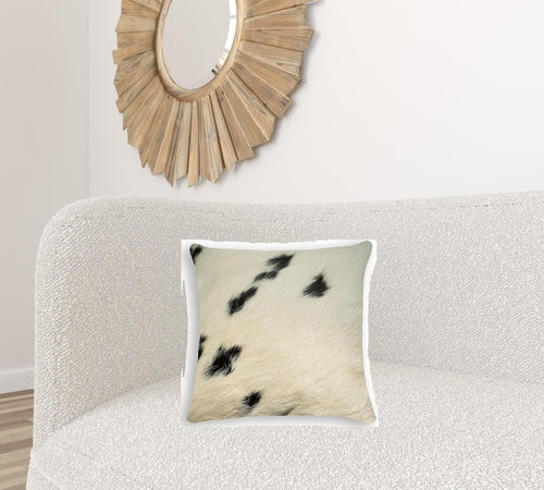 White and Black Cowhide Pillow - 18" x 18"