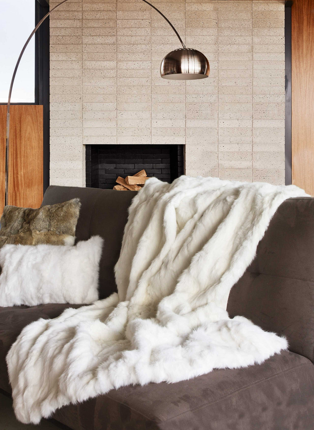 100% Natural Rabbit Fur White Throw - 50” x 60”