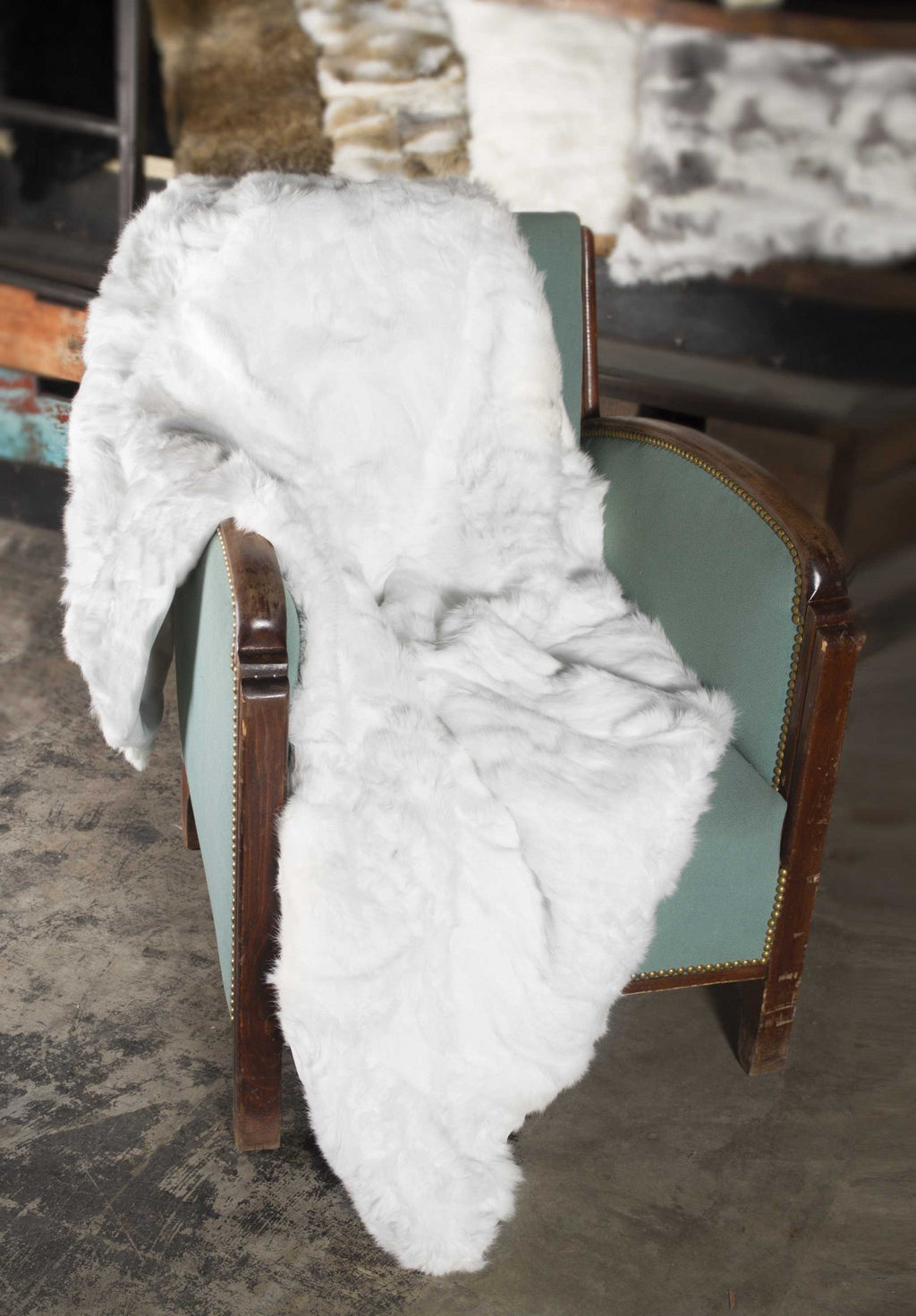 100% Natural Rabbit Fur White Throw - 50” x 60”