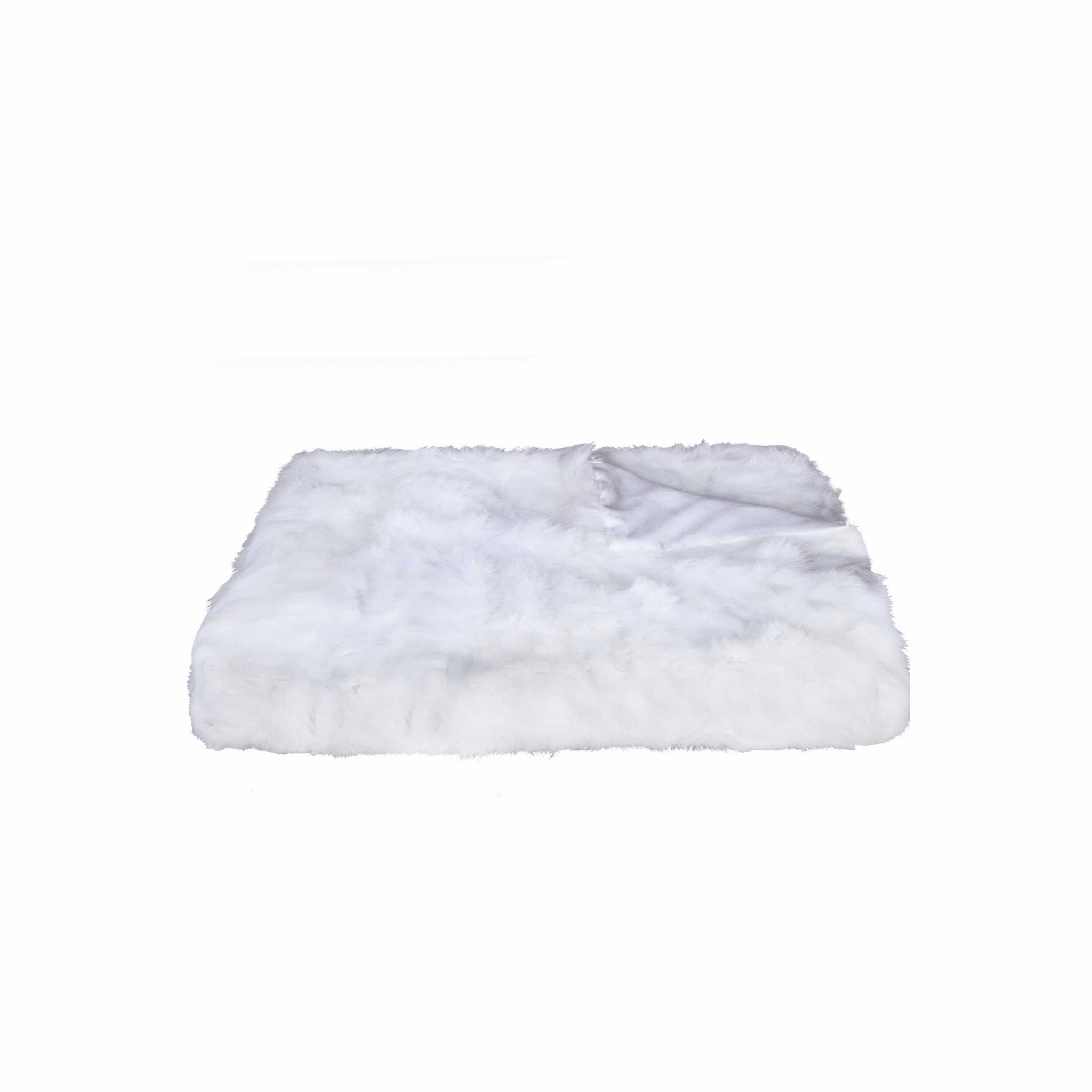 100% Natural Rabbit Fur White Throw - 50” x 60”