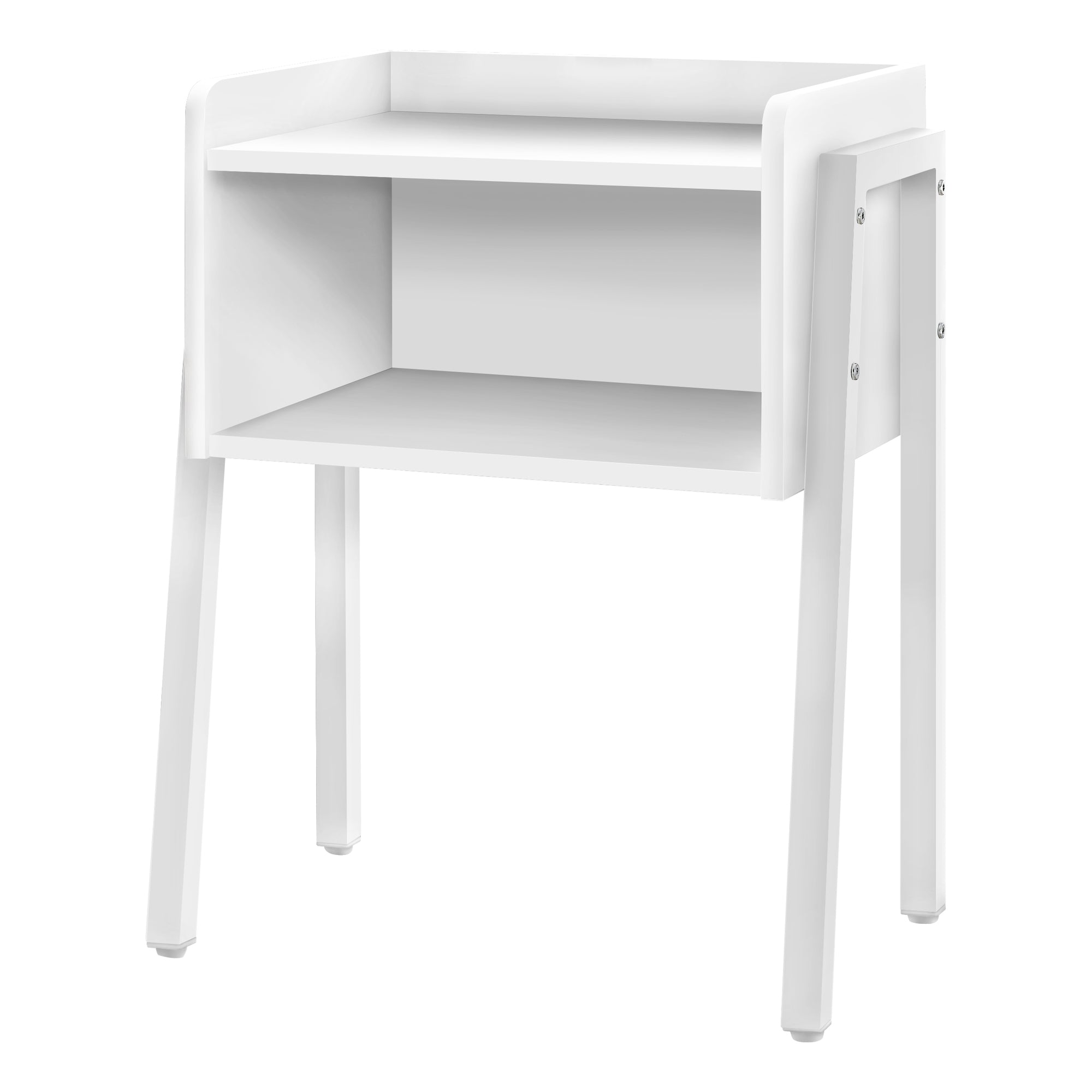 White Modern End Table – Contemporary Metal & Wood Accent Piece
