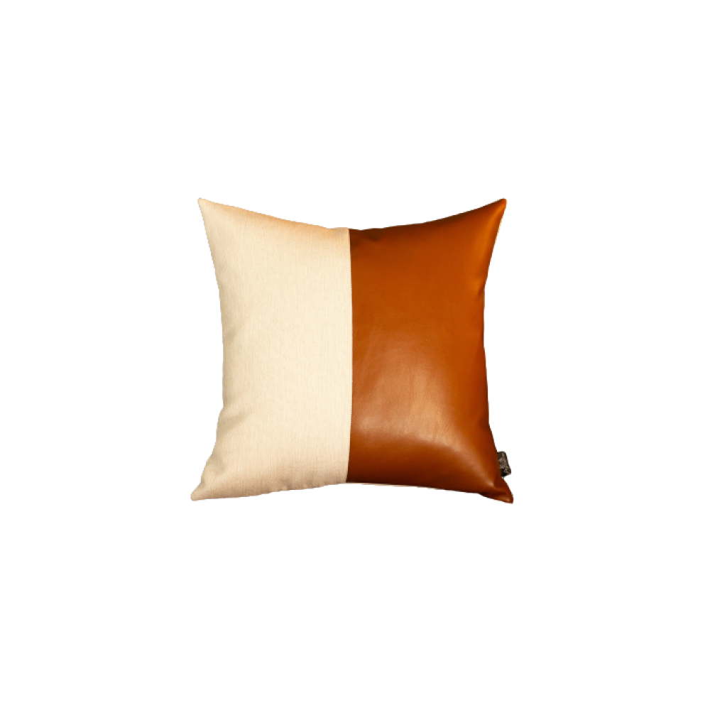 Modern Boho Dual-Tone Faux Leather Accent Pillow Cover ND