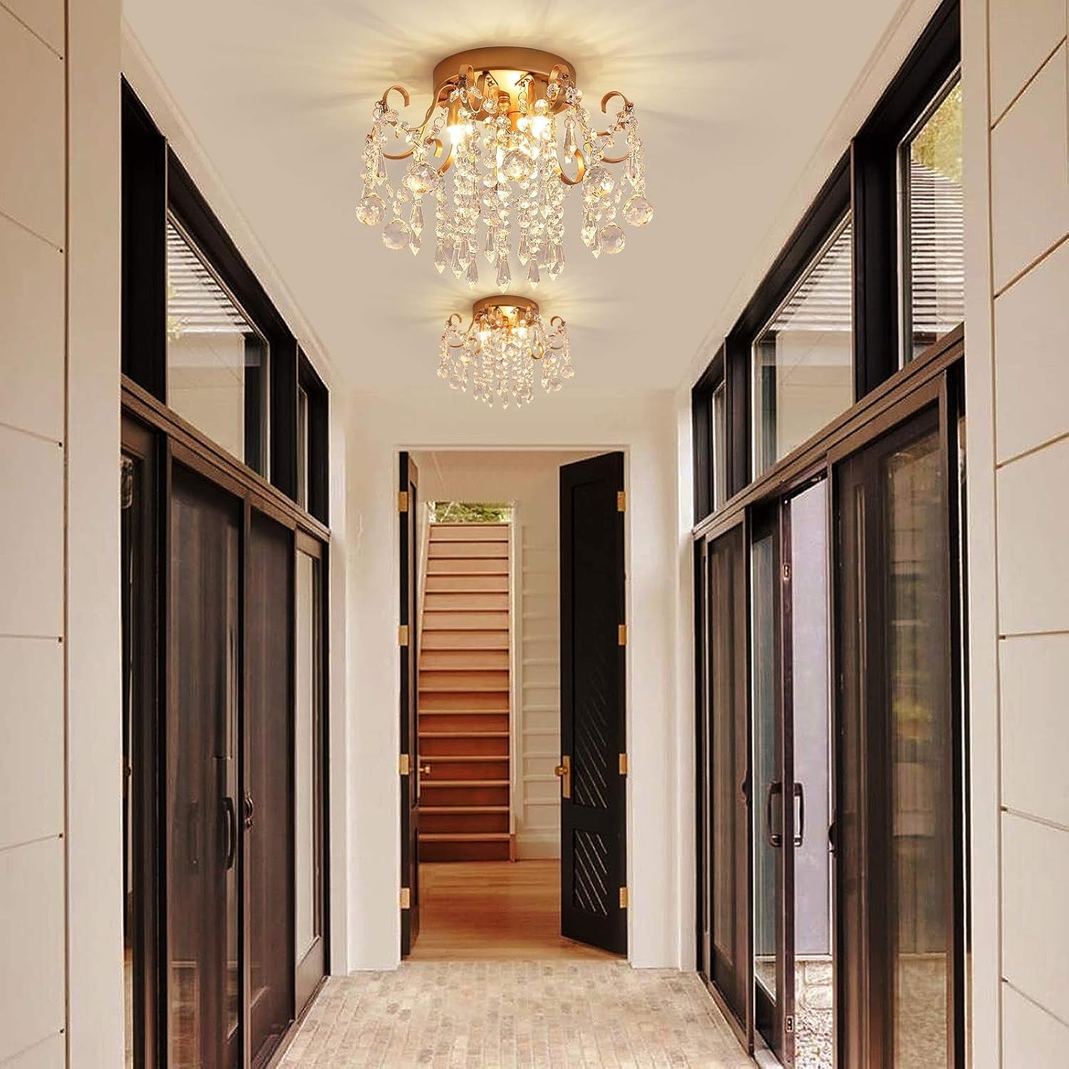 Small Gold Crystal Modern Chandelier 3 Light