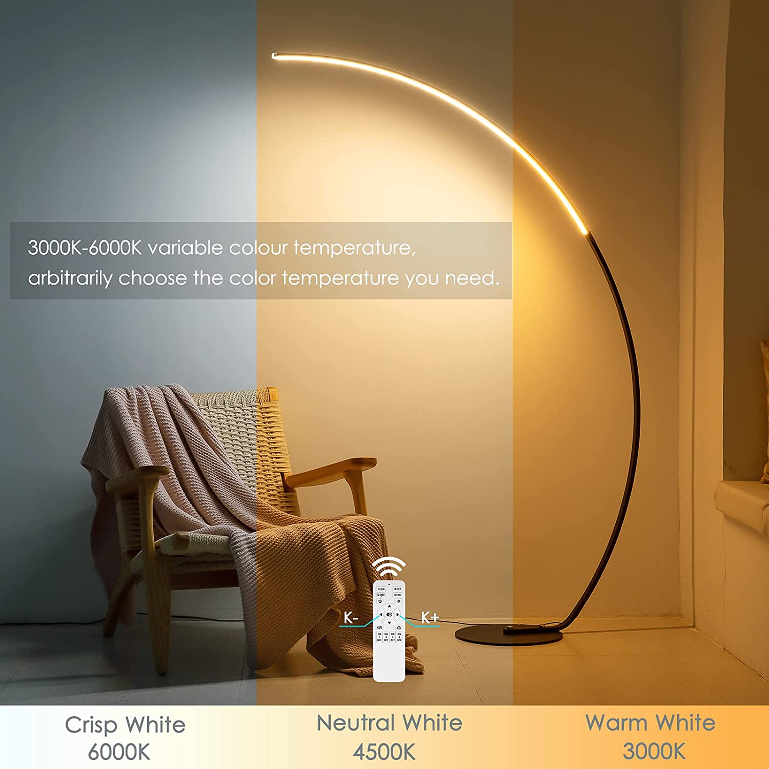 RGBW Modern Curve Floor Lamp - New Version (Black)