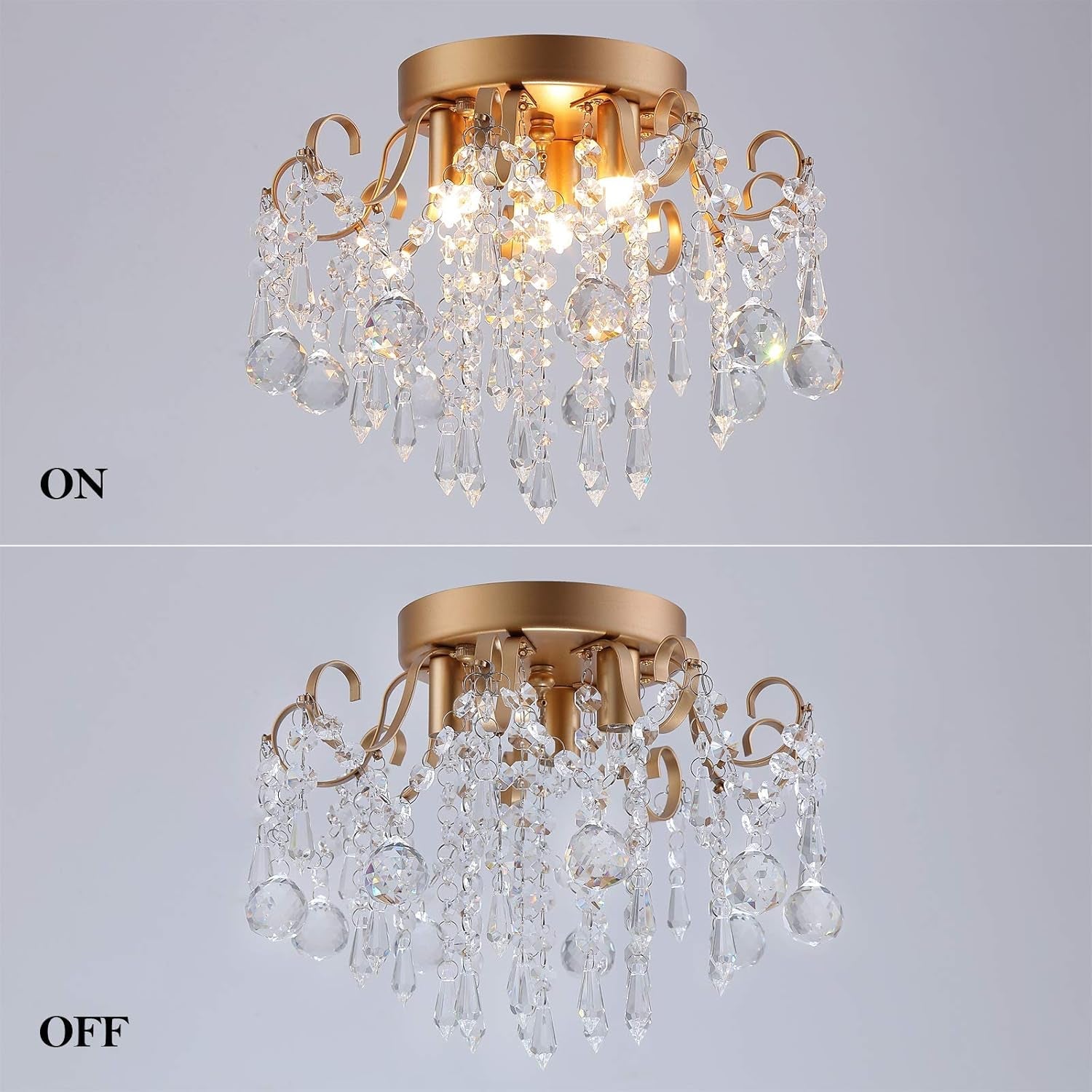 Small Gold Crystal Modern Chandelier 3 Light