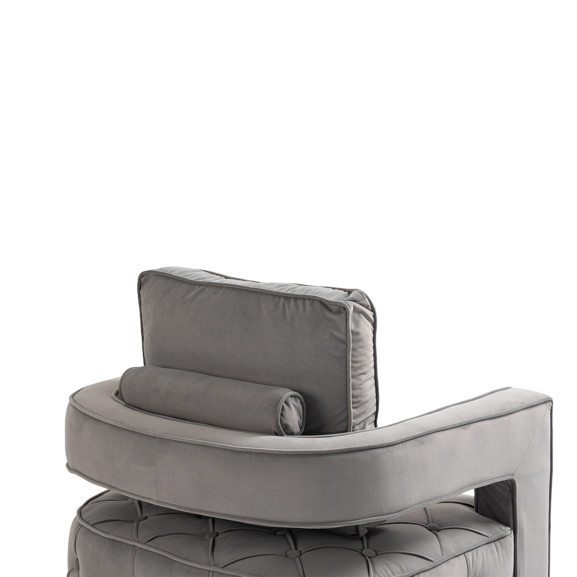 Velvet Eclipse Swivel Chair – Gray Diamond-Tufted Accent Seat