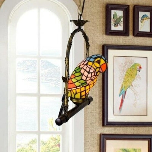 The Urban Ritual Art Deco Tiffany Inspired Parrot Chandelier – Handcrafted Glass & Crystal Statement Piece