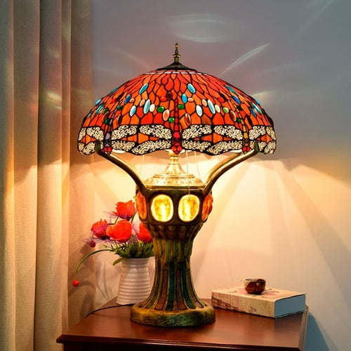 The Urban Ritual Art Deco Tiffany Inspired Parrot Chandelier – Handcrafted Glass & Crystal Statement Piece