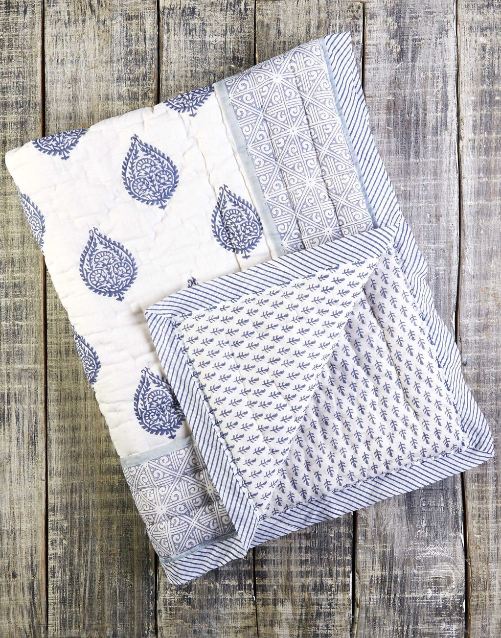 Fort Hand-Quilted Block Print Cotton Quilt