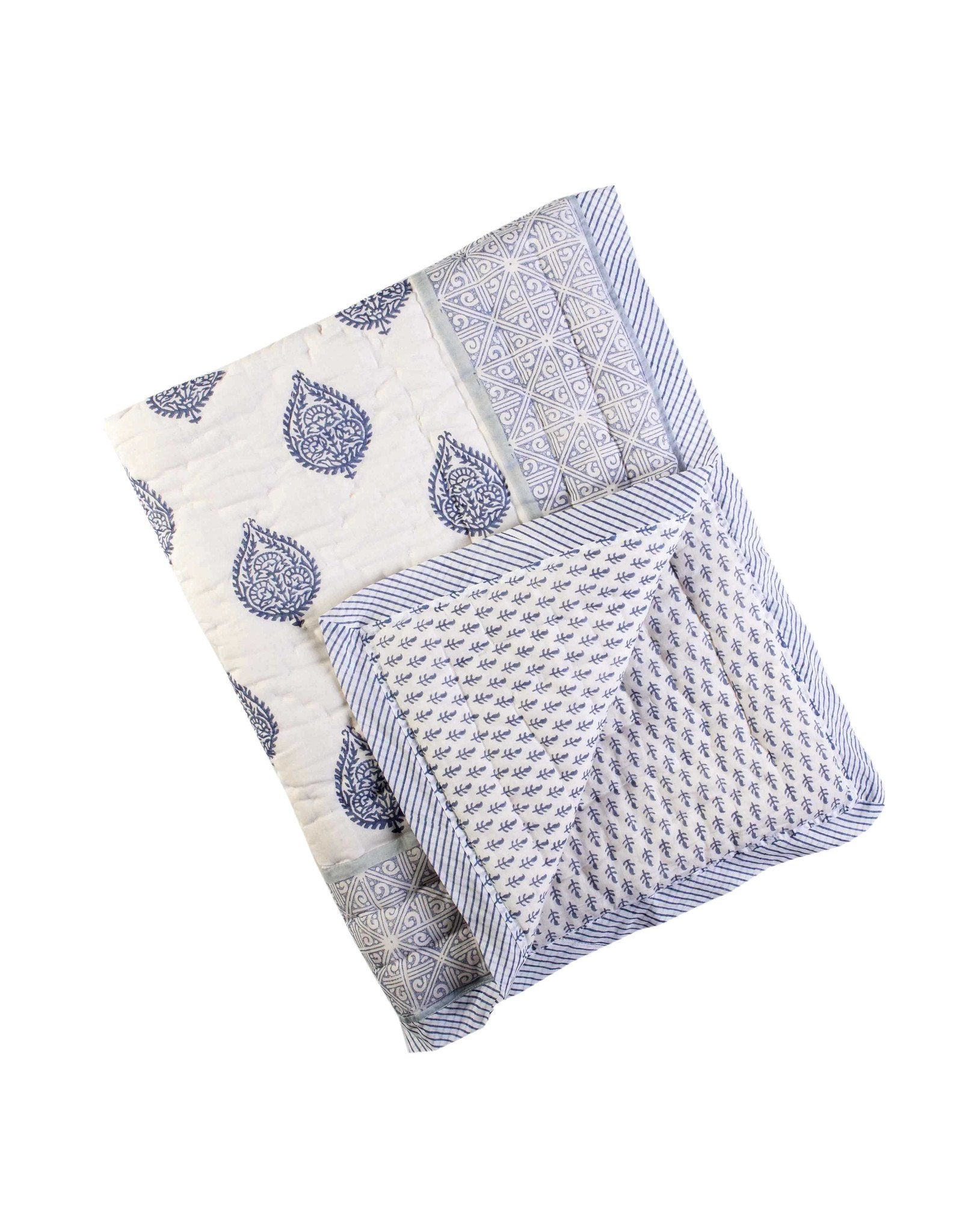 Fort Hand-Quilted Block Print Cotton Quilt