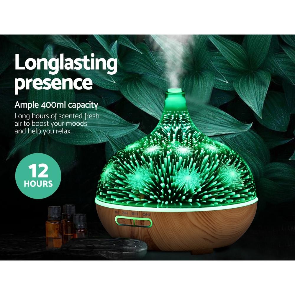 Devanti 3D Fireworks Aroma Diffuser – 4-in-1 Ultrasonic Humidifier & Purifier