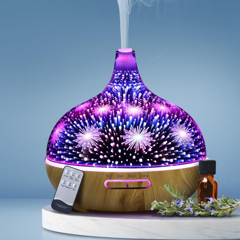 Devanti 3D Fireworks Aroma Diffuser – 4-in-1 Ultrasonic Humidifier & Purifier