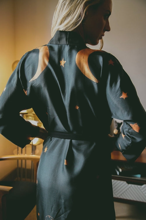 The Royal Robe in Twilight – Bespoke Silk Kimono by Holding Court Inc