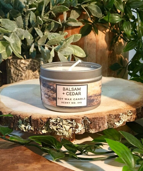 Balsam + Cedar Soy Wax Candle – Hand-Poured Aromatherapy Blend