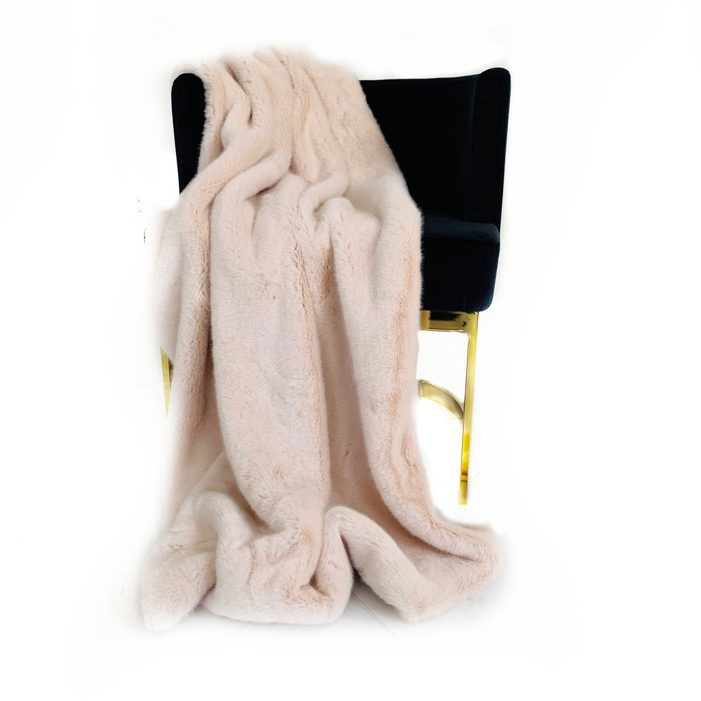 Plutus Pink Plush Faux Fur Luxury Throw Blanket – Handmade in the USA