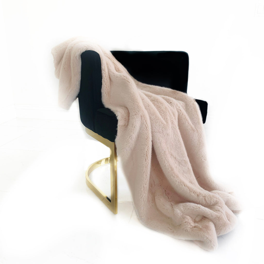 Plutus Pink Plush Faux Fur Luxury Throw Blanket – Handmade in the USA