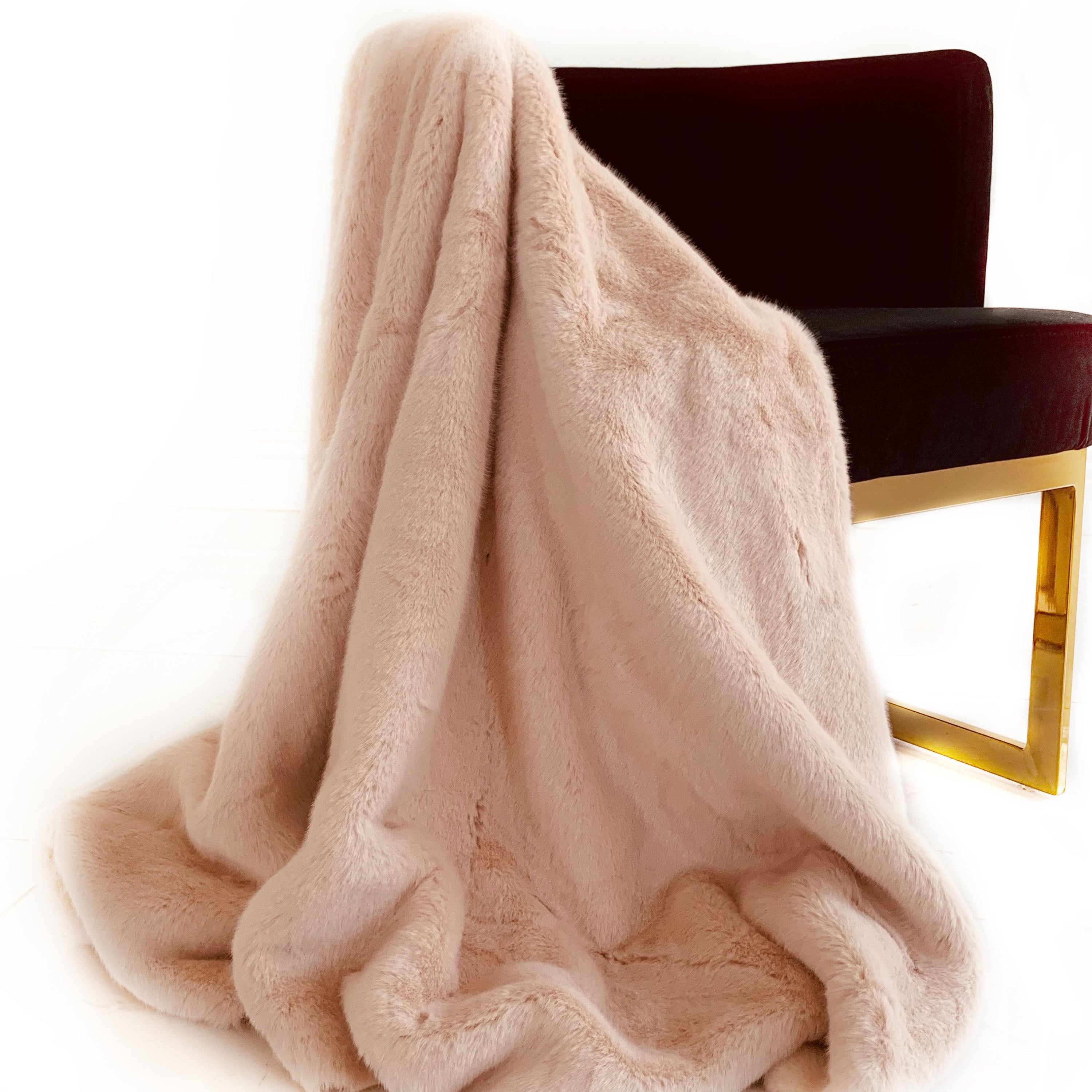 Plutus Pink Plush Faux Fur Luxury Throw Blanket – Handmade in the USA