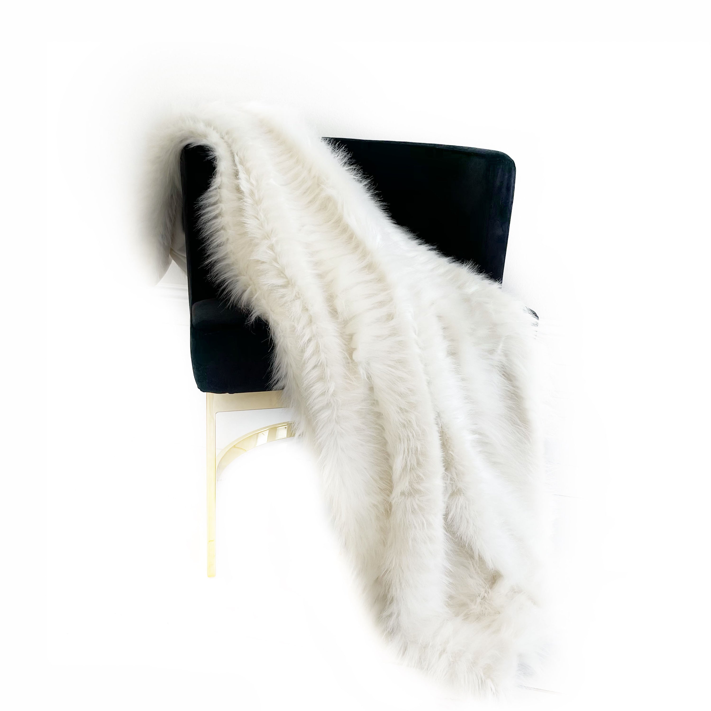 Plutus Luxe Ostrich Feather Throw – Off White Reversible Blanket