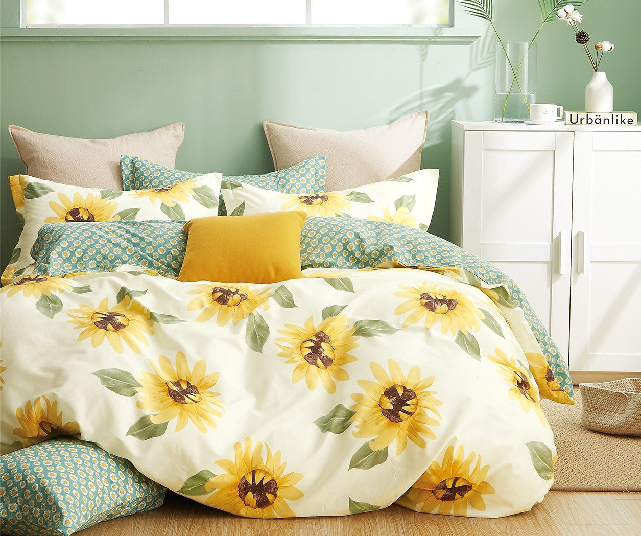 Mia Sunflower 100% Cotton Reversible Comforter Set ND