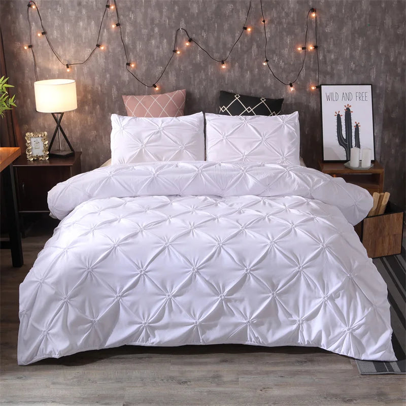 Luxe Pinch Pleat Bedding Ensemble – 3 Piece Duvet Cover Set