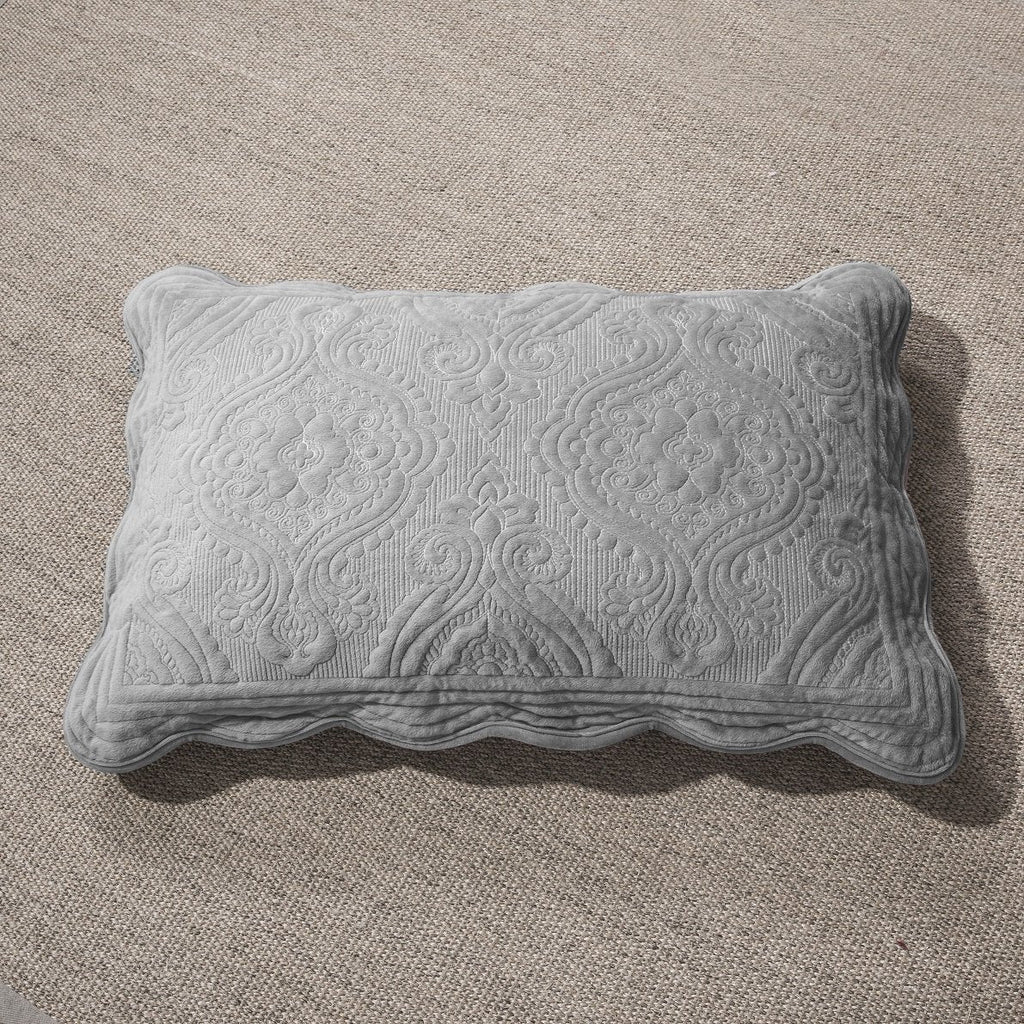 The Haven Winter Sherpa Bedspread – Gray Floral Microfleece Comfort Set