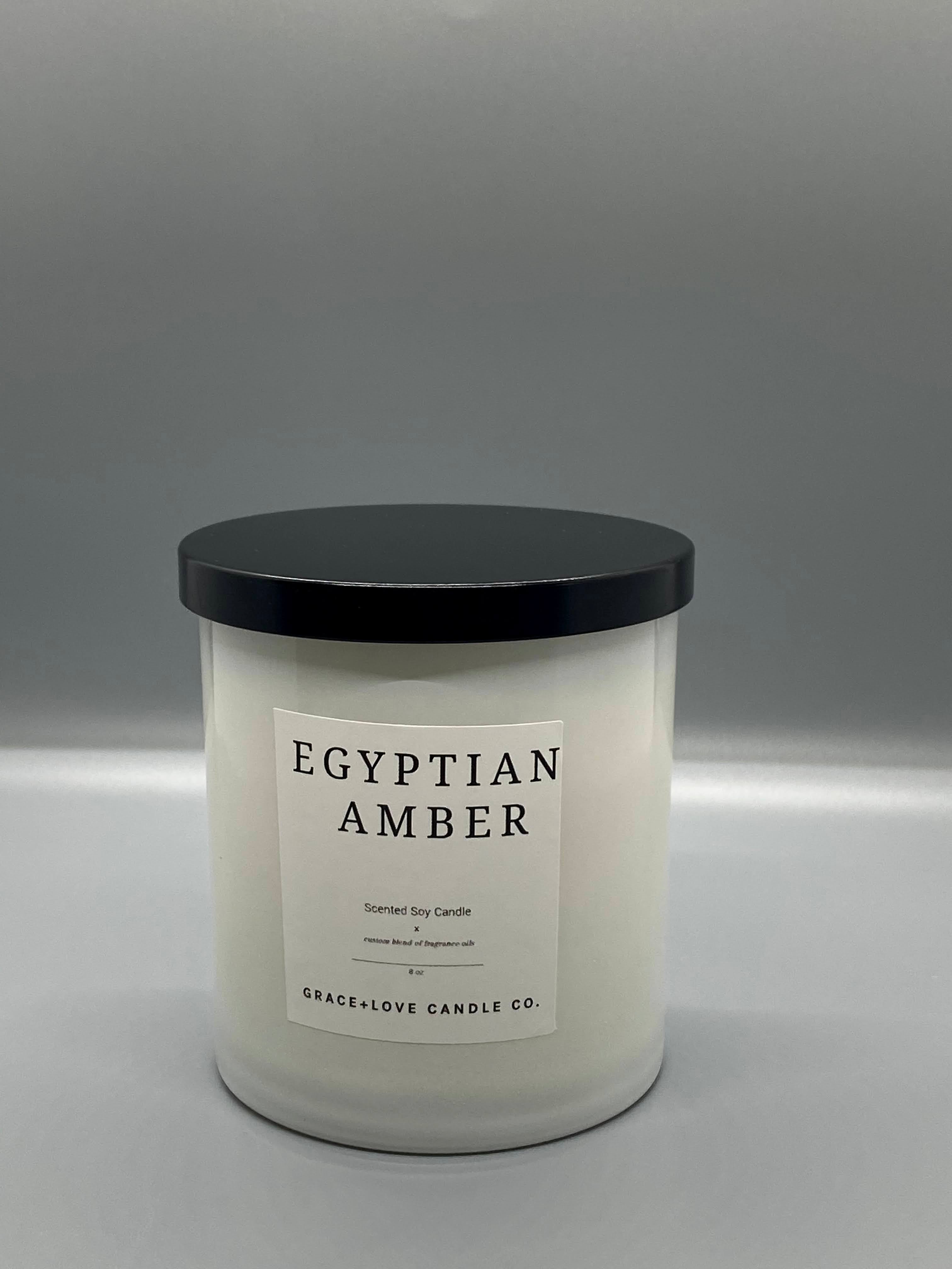 Egyptian Amber Scented Candle – 8 oz. Woodsy, Musk & Jasmine Fragrance
