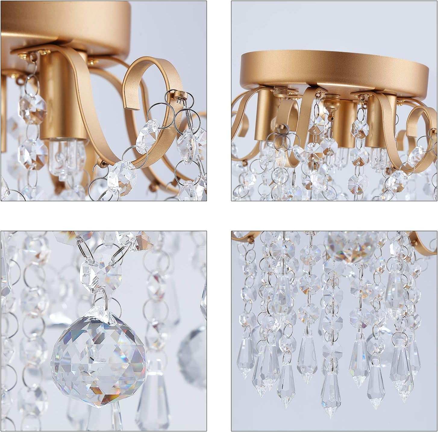 Small Gold Crystal Modern Chandelier 3 Light