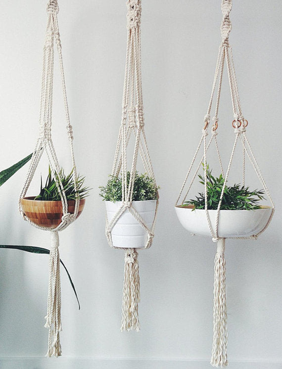 Boho Bloom Macrame Plant Hanger – Handcrafted Cotton Rope Design
