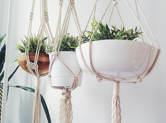 Boho Bloom Macrame Plant Hanger – Handcrafted Cotton Rope Design