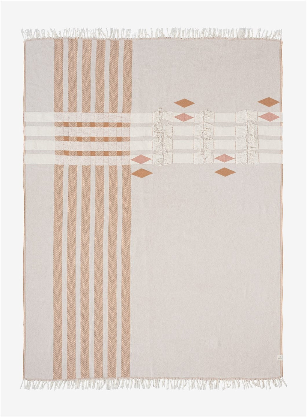 Boho Fringe Cotton Throw Blanket – Soft, Breathable & Reversible