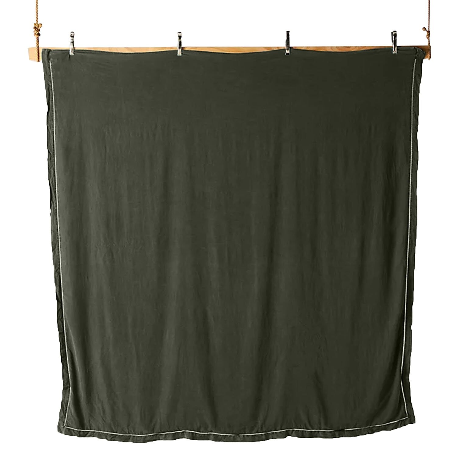 Moss Haven 100% Linen Duvet & Sheet Set – Embroidered Edge Collection