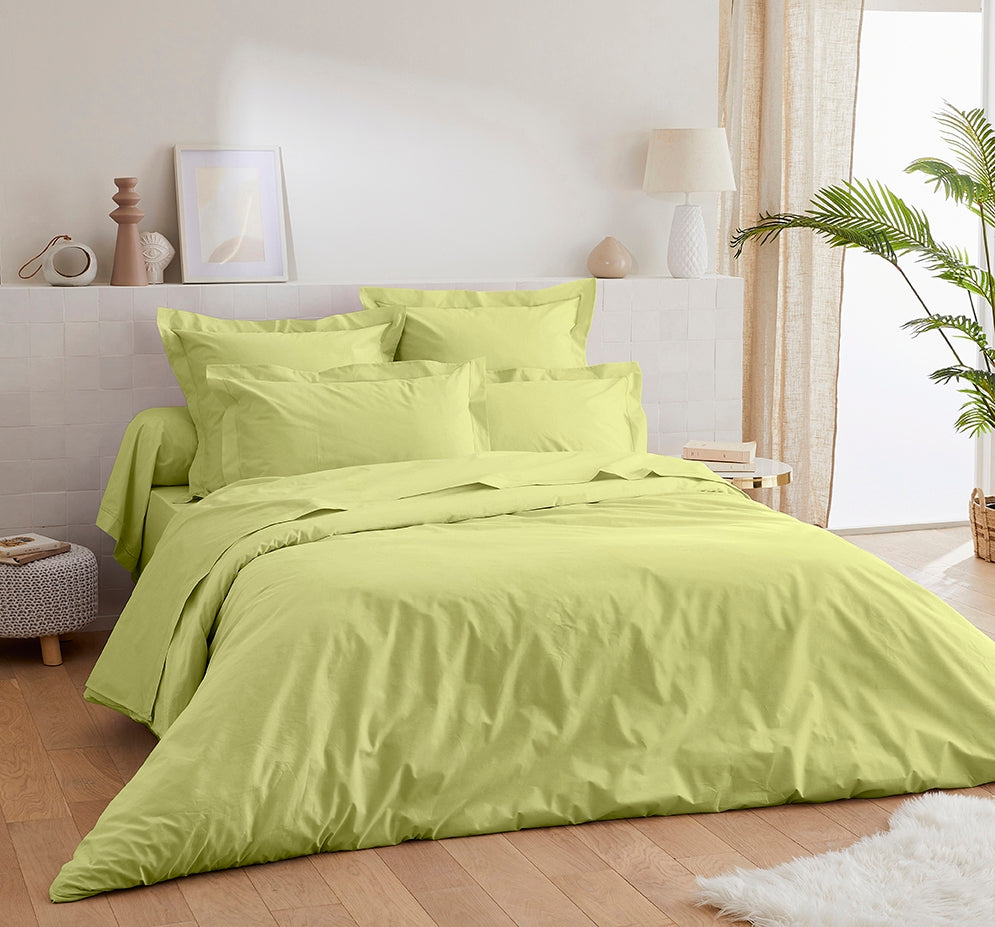Anise Percale Duvet Cover - Soft, Silky Comfort with Easy Closure