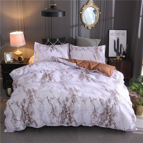 Marble Pattern Bedding Set – Modern Printed Duvet Cover Collection